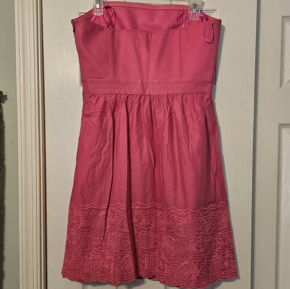 Vineyard Vines Strapless Pink Embroidered Fish Dress - Picture 8 of 12